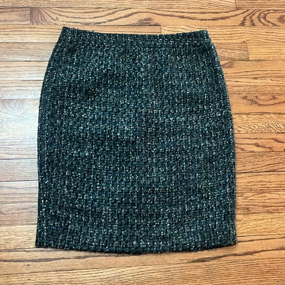 J. Crew Skirt J Crew The Pencil Skirt Wool Size 4 Green Pink Blue - Picture 1 of 9